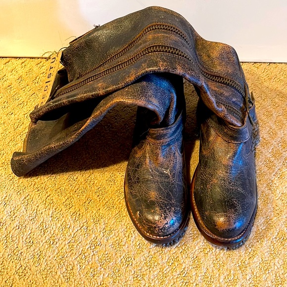 BED STU NWT COBBLER SERIES LEATHER BLACK DISTRESSED, SIZE 7.5 - Picture 4 of 8